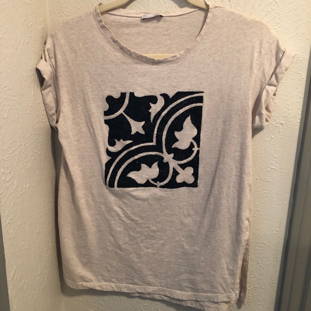 Zara collection shirt w/ black beaded Design